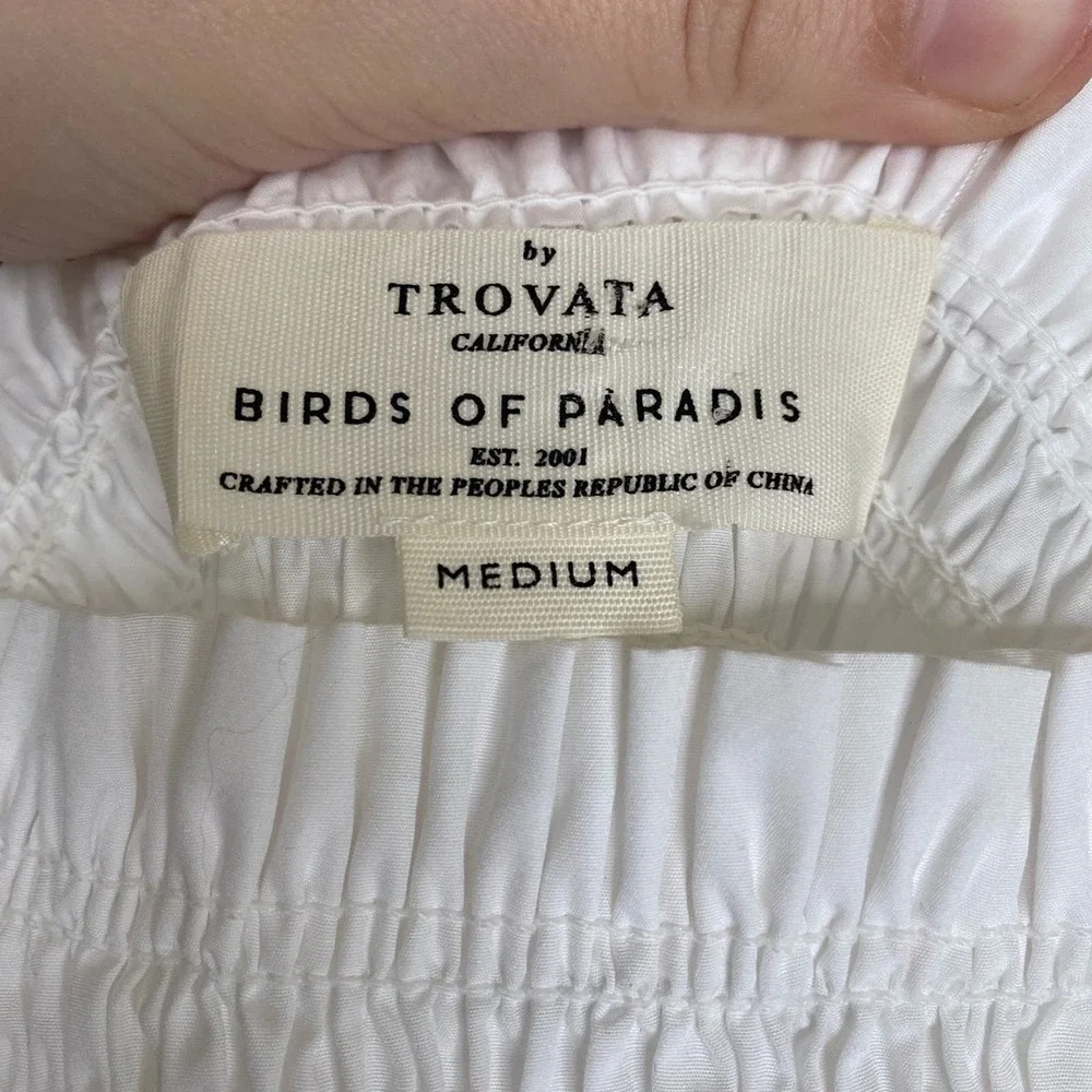 TROVATA Birds of Paradis Dolores Cotton Midi Dress Classic White Size Medium - Picture 7 of 11